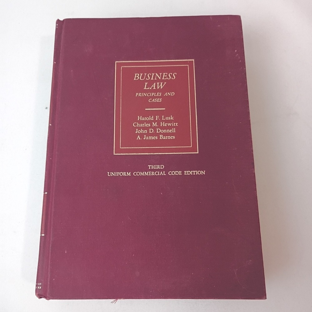 Business Law: Principles and Cases Lusk Hewitt Donnell Barnes Hardcover VG
